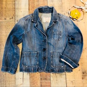 Abercrombie and Fitch Distressed Crop Denim Jacket